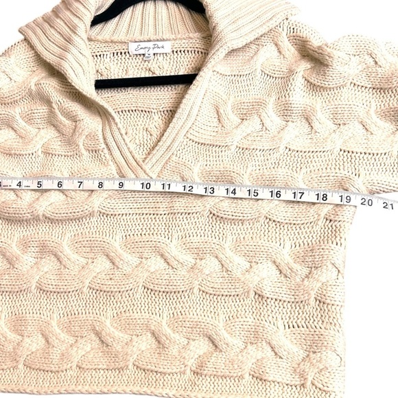 Emory Park Johnny Collar Cable Knit Crotchet Sweater- Neutral Cream- Medium - Picture 10 of 10